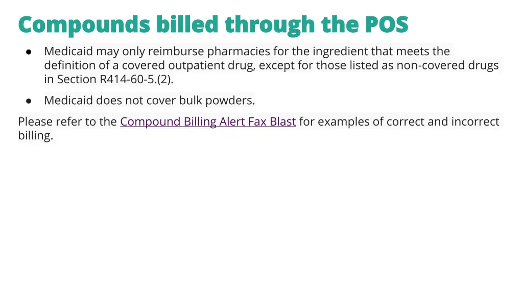 compounds billed through the pos compounds billed 1
