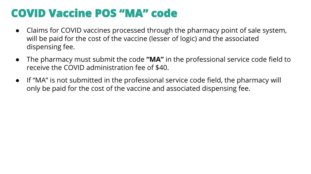 covid vaccine pos ma code covid vaccine