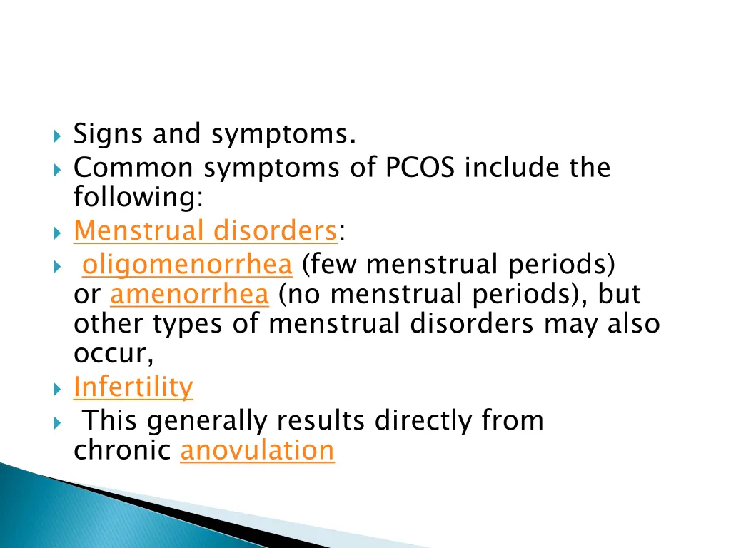 signs and symptoms common symptoms of pcos