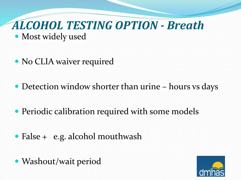 alcohol testing option breath most widely used