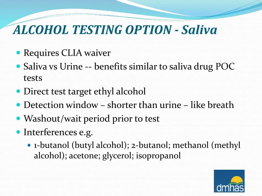 alcohol testing option saliva