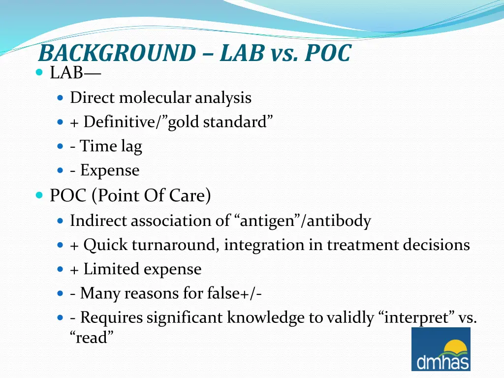 background lab vs poc lab