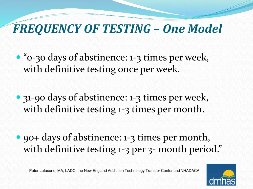 frequency of testing one model