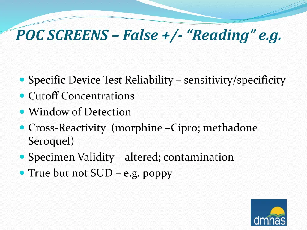 poc screens false reading e g