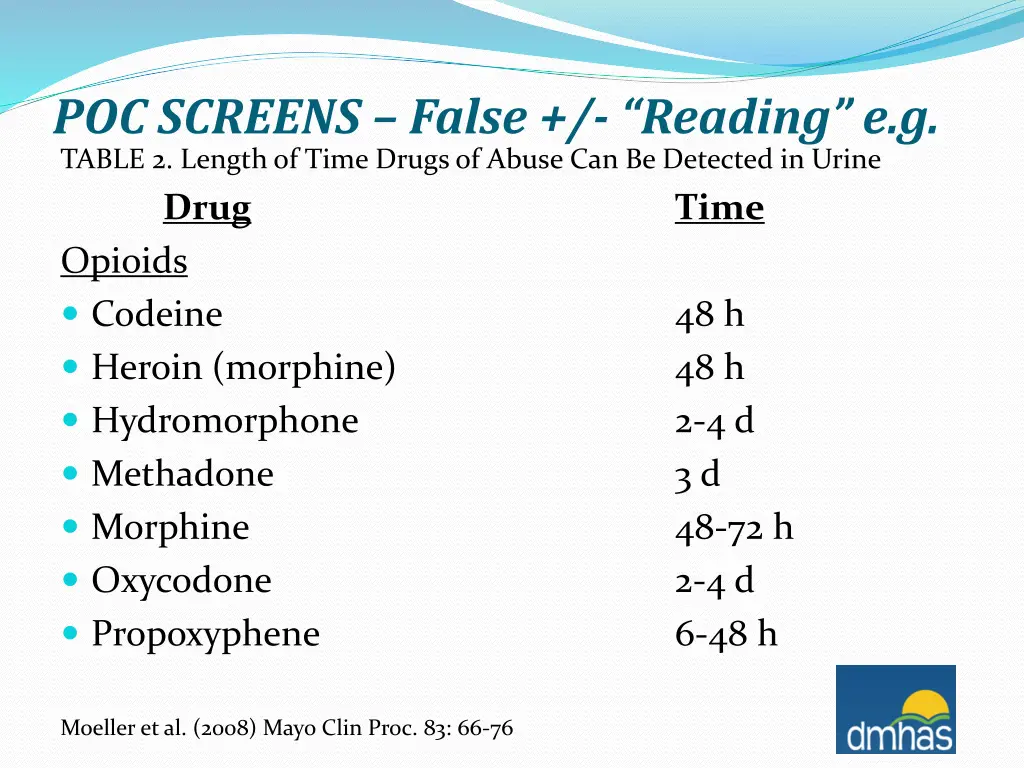 poc screens false reading e g table 2 length 2