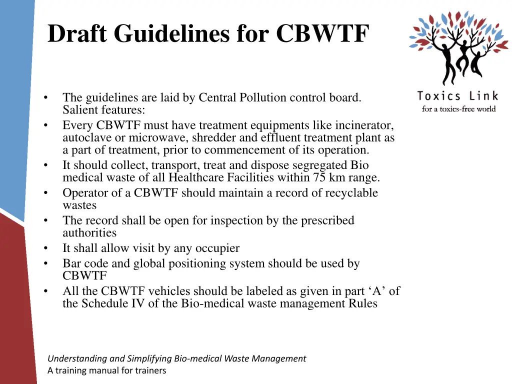 draft guidelines for cbwtf