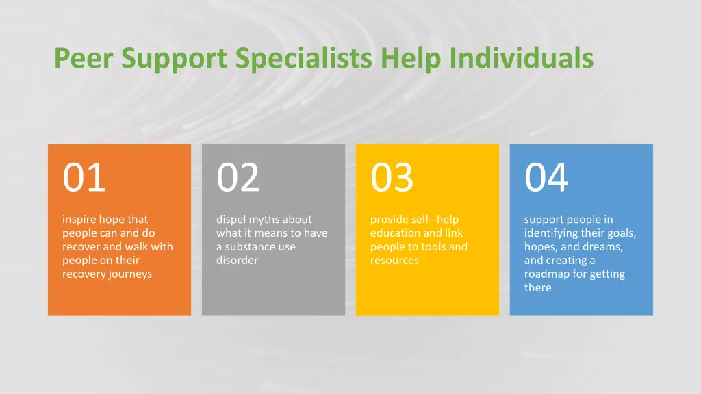peer support specialists help individuals