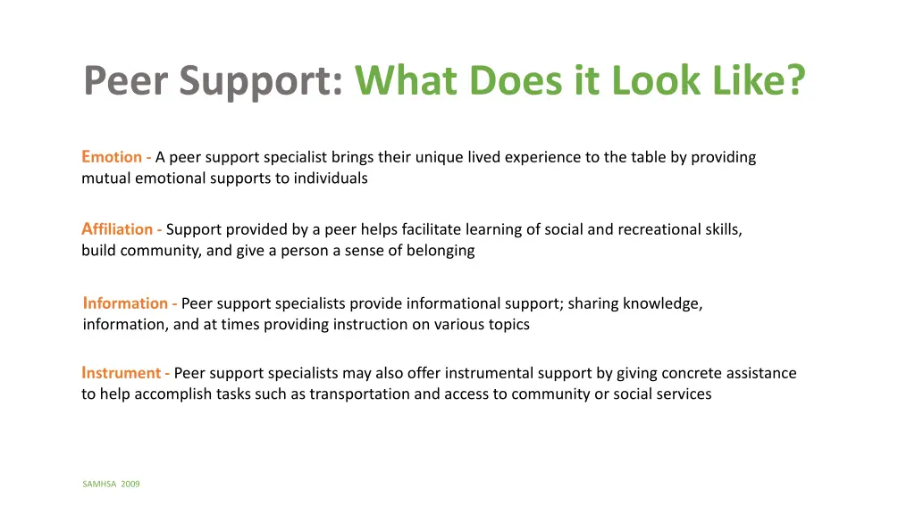 peer support what does it look like