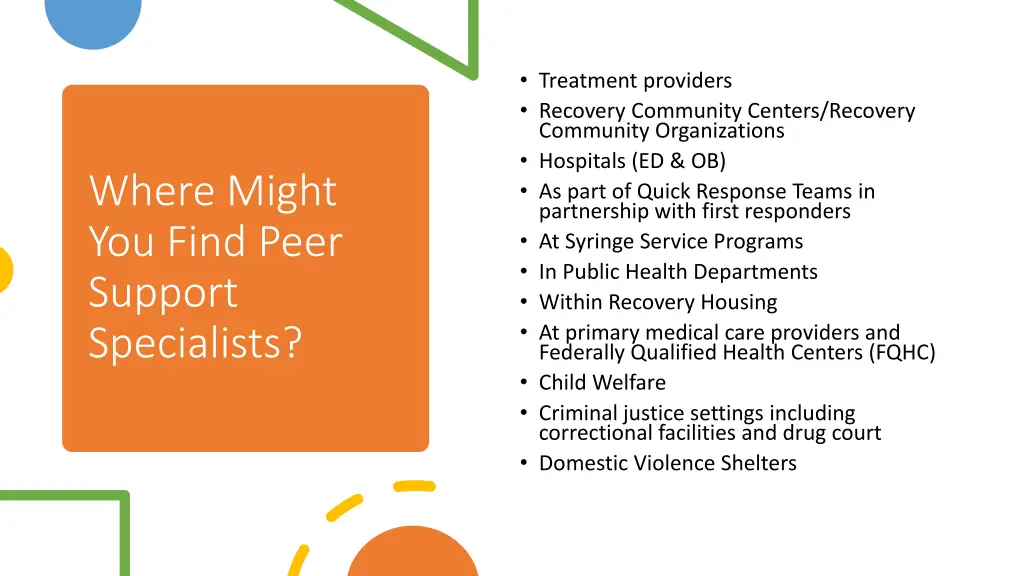 treatment providers recovery community centers