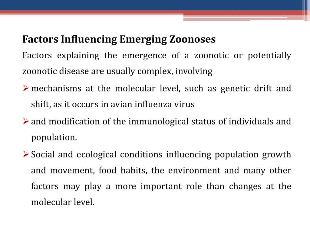 factors influencing emerging zoonoses factors