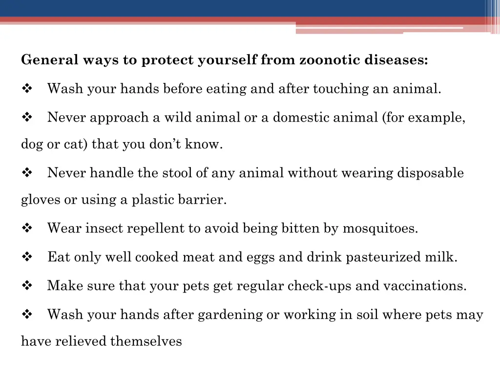 general ways to protect yourself from zoonotic