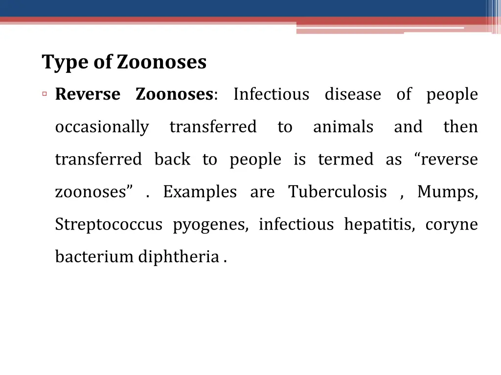 type of zoonoses