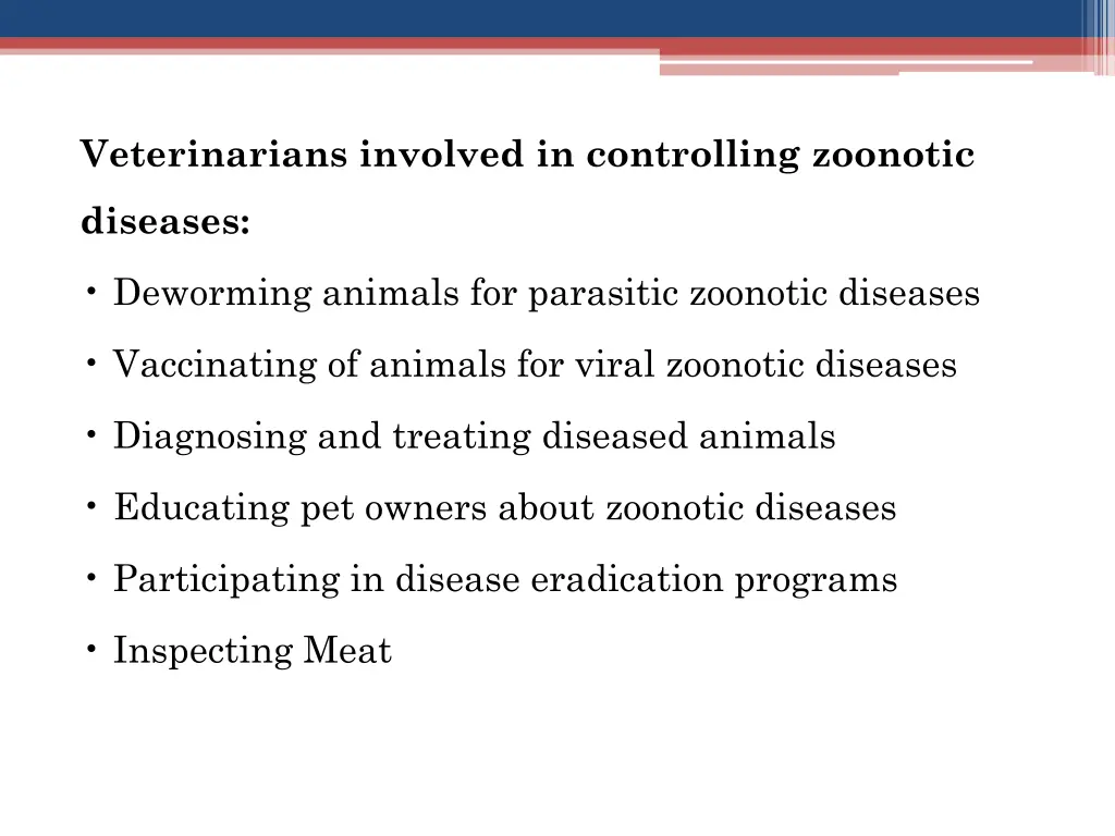 veterinarians involved in controlling zoonotic