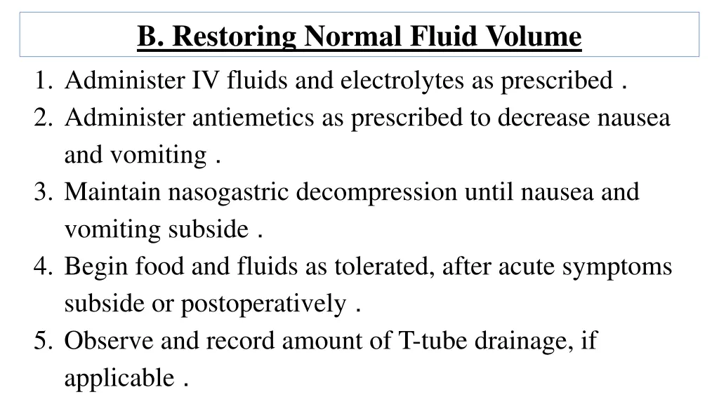 b restoring normal fluid volume