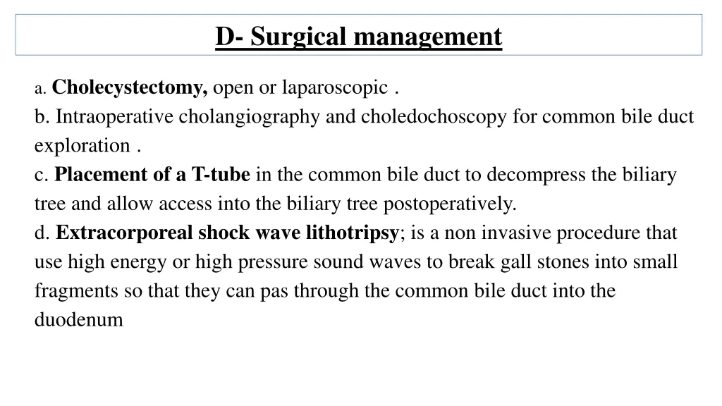 d surgical management