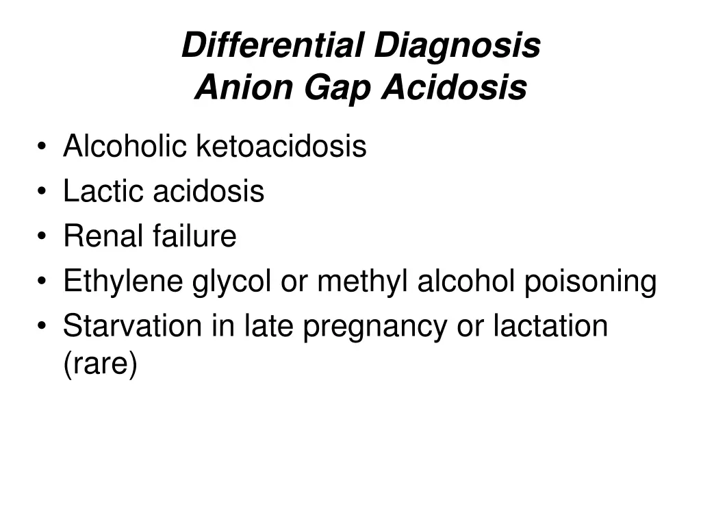 differential diagnosis anion gap acidosis