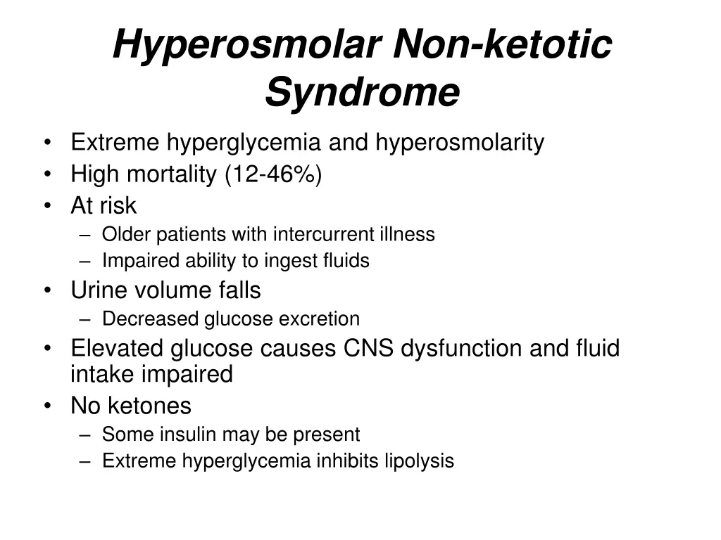 hyperosmolar non ketotic syndrome