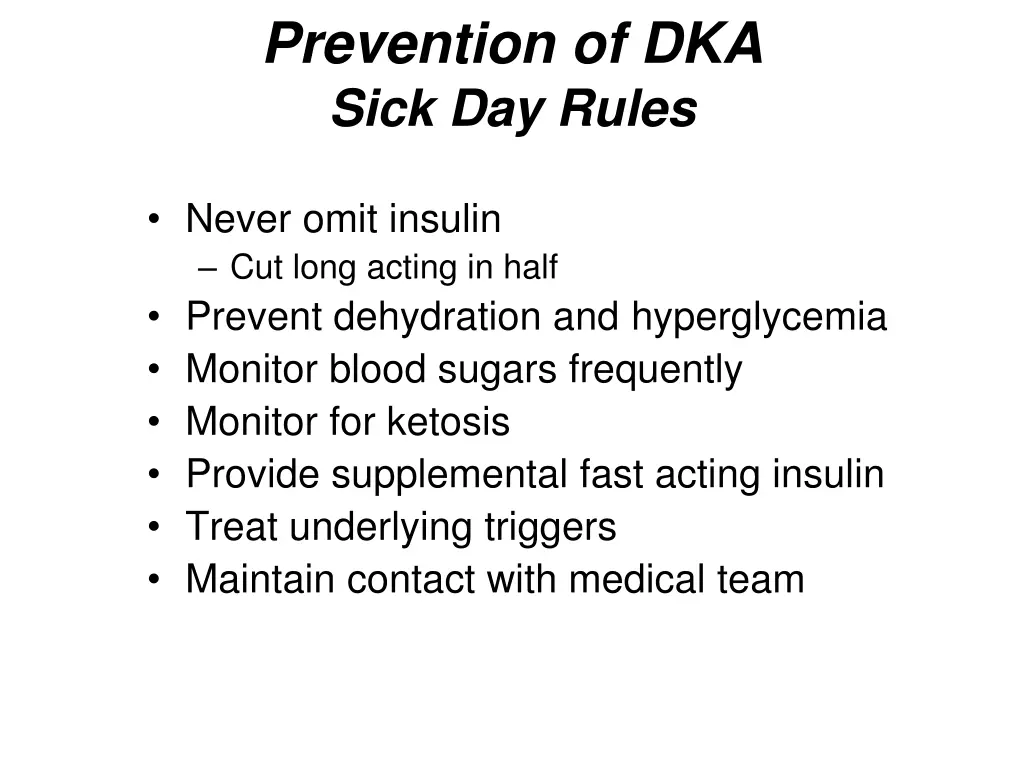prevention of dka sick day rules