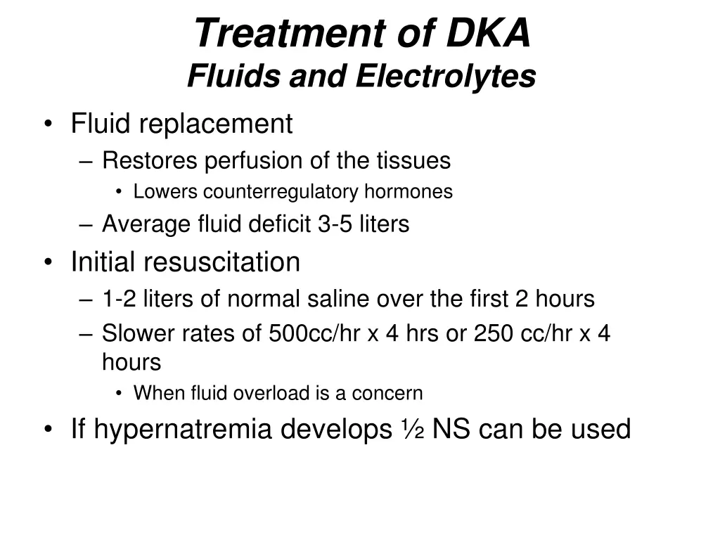 treatment of dka fluids and electrolytes fluid