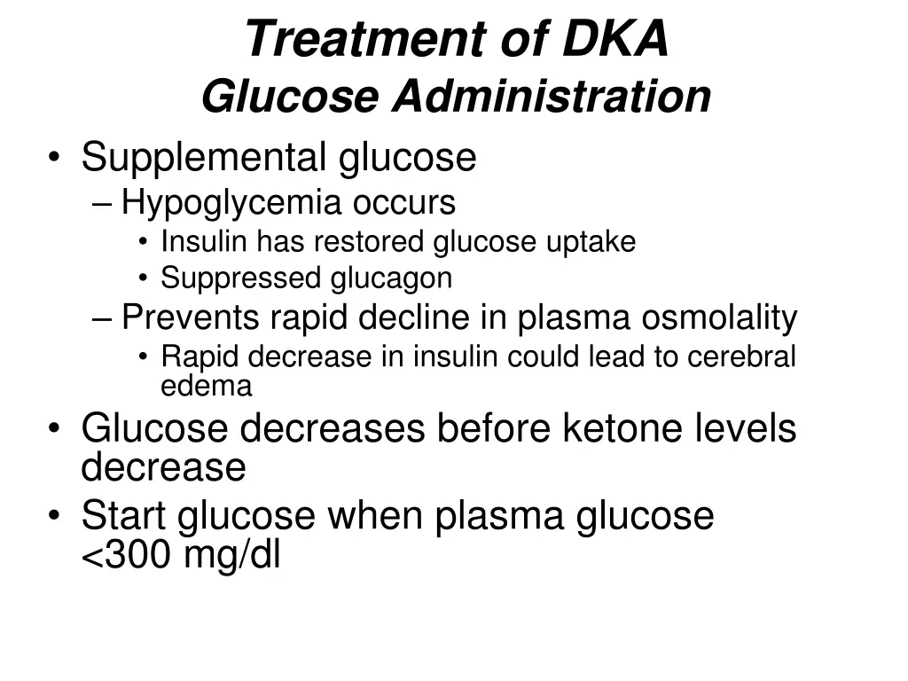 treatment of dka glucose administration