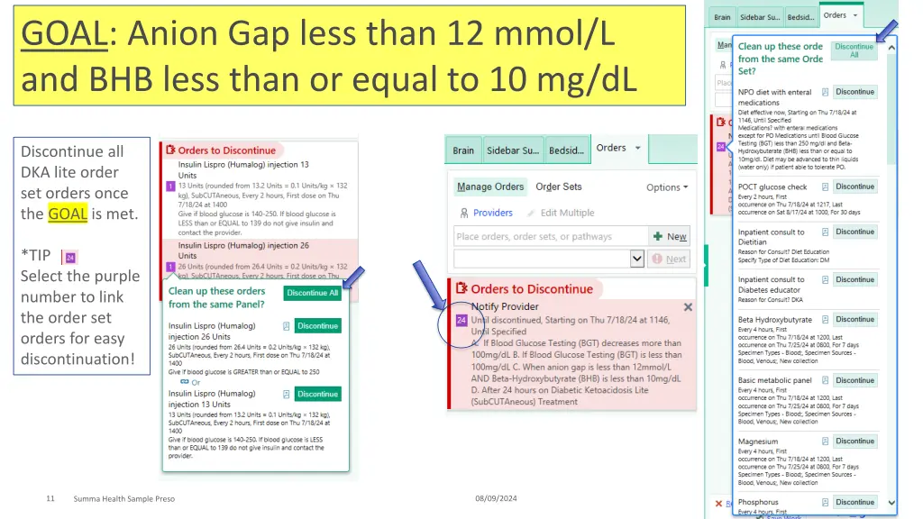 goal anion gap less than 12 mmol l and bhb less 2