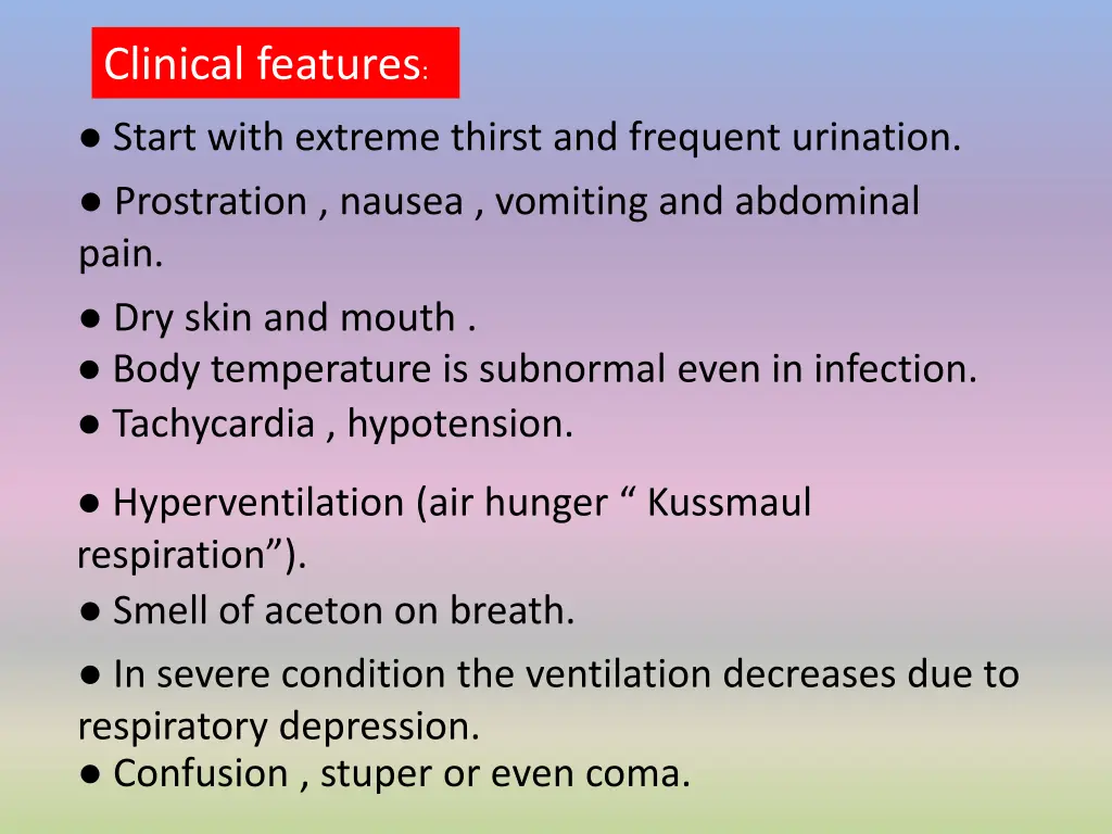 clinical features