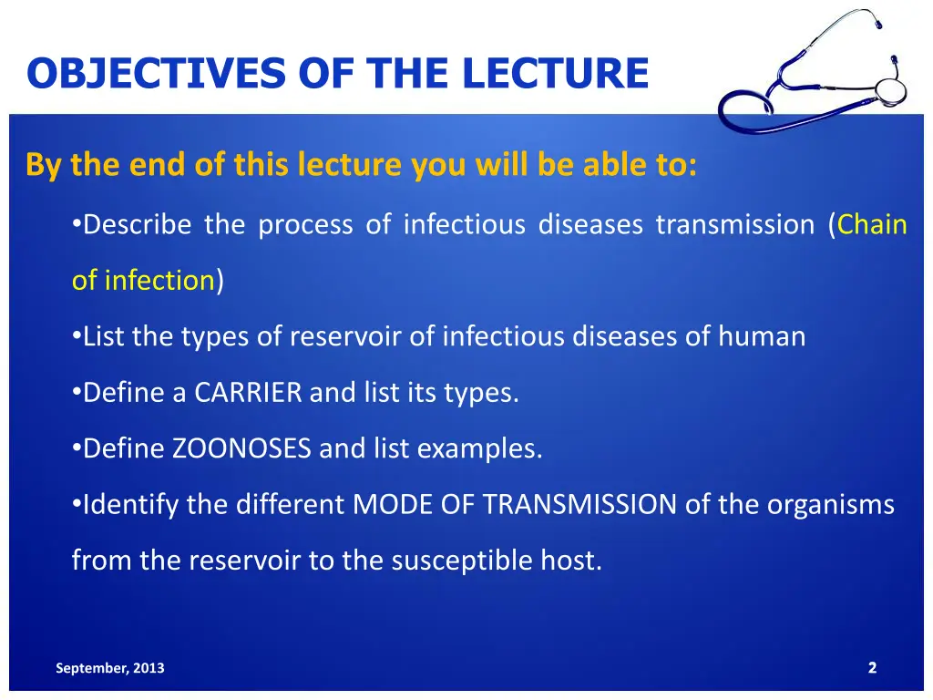 objectives of the lecture