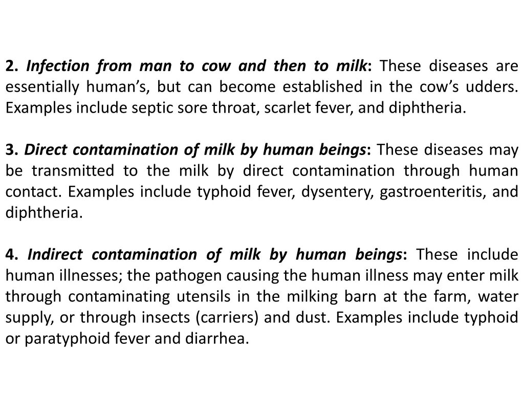 2 infection from man to cow and then to milk
