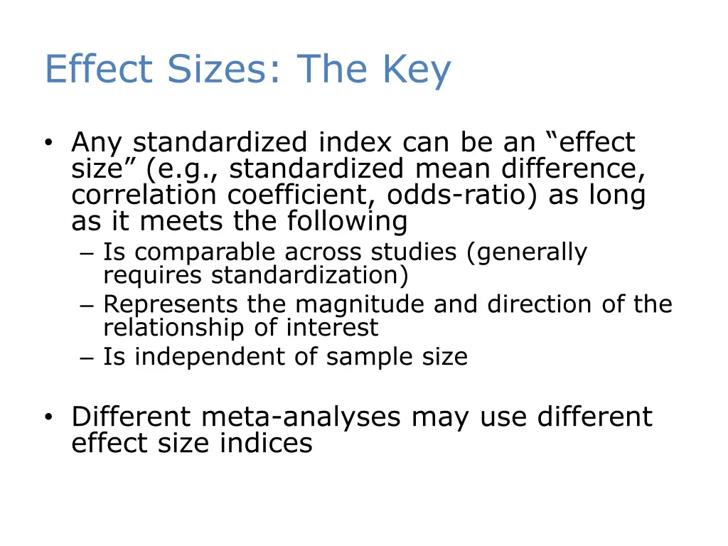 effect sizes the key 1