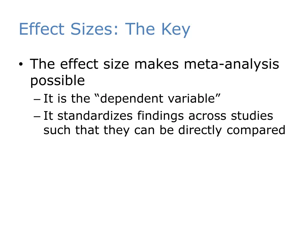 effect sizes the key