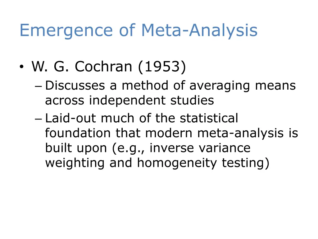 emergence of meta analysis