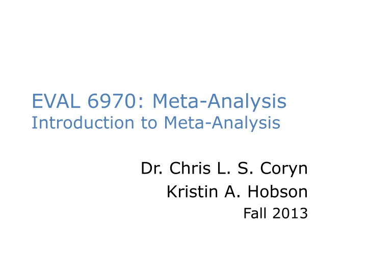 eval 6970 meta analysis introduction to meta