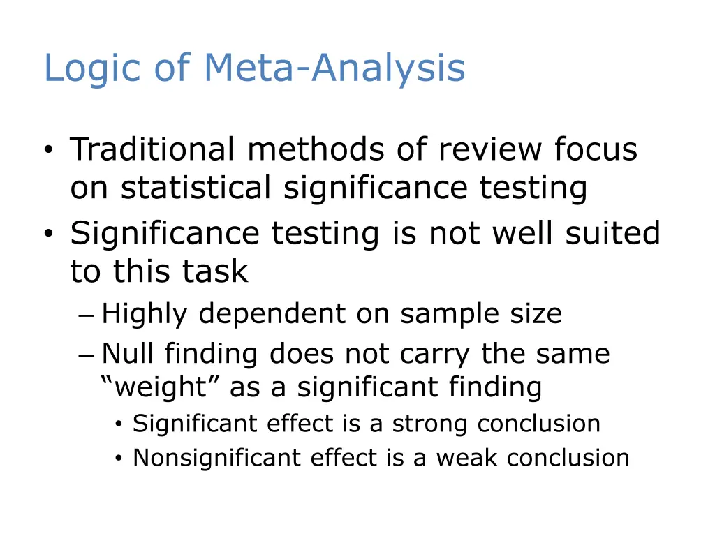 logic of meta analysis