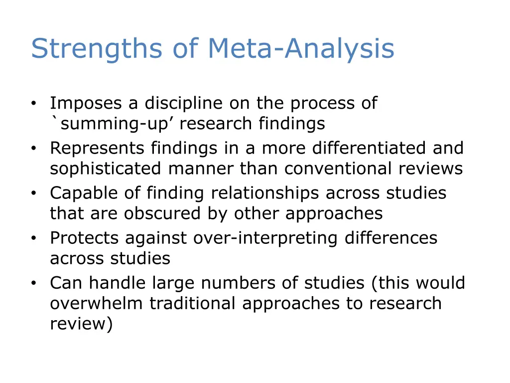 strengths of meta analysis