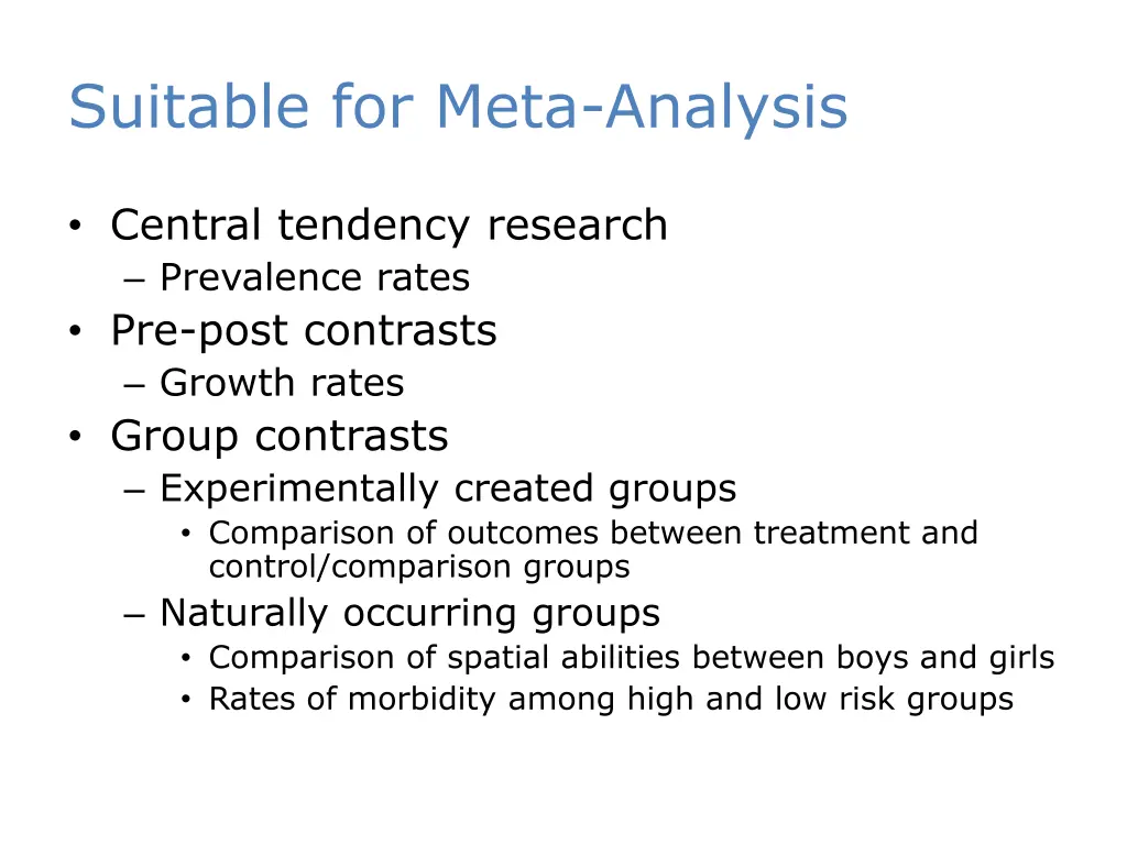 suitable for meta analysis