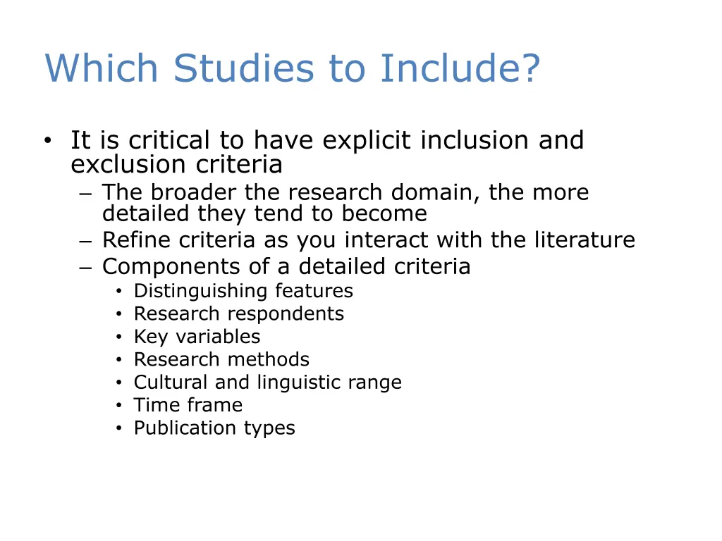 which studies to include