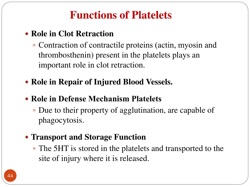 functions of platelets 1
