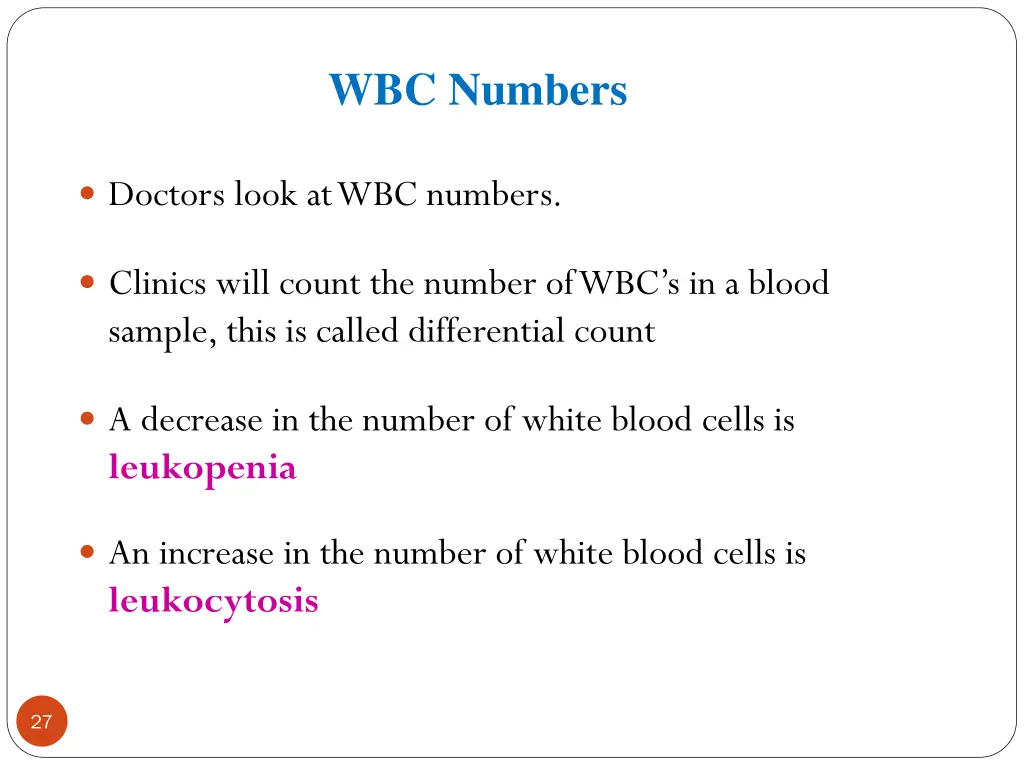 wbc numbers