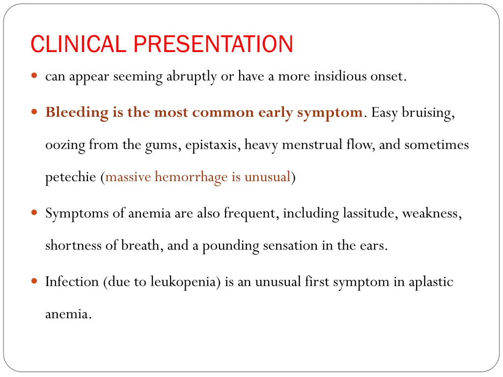 clinical presentation