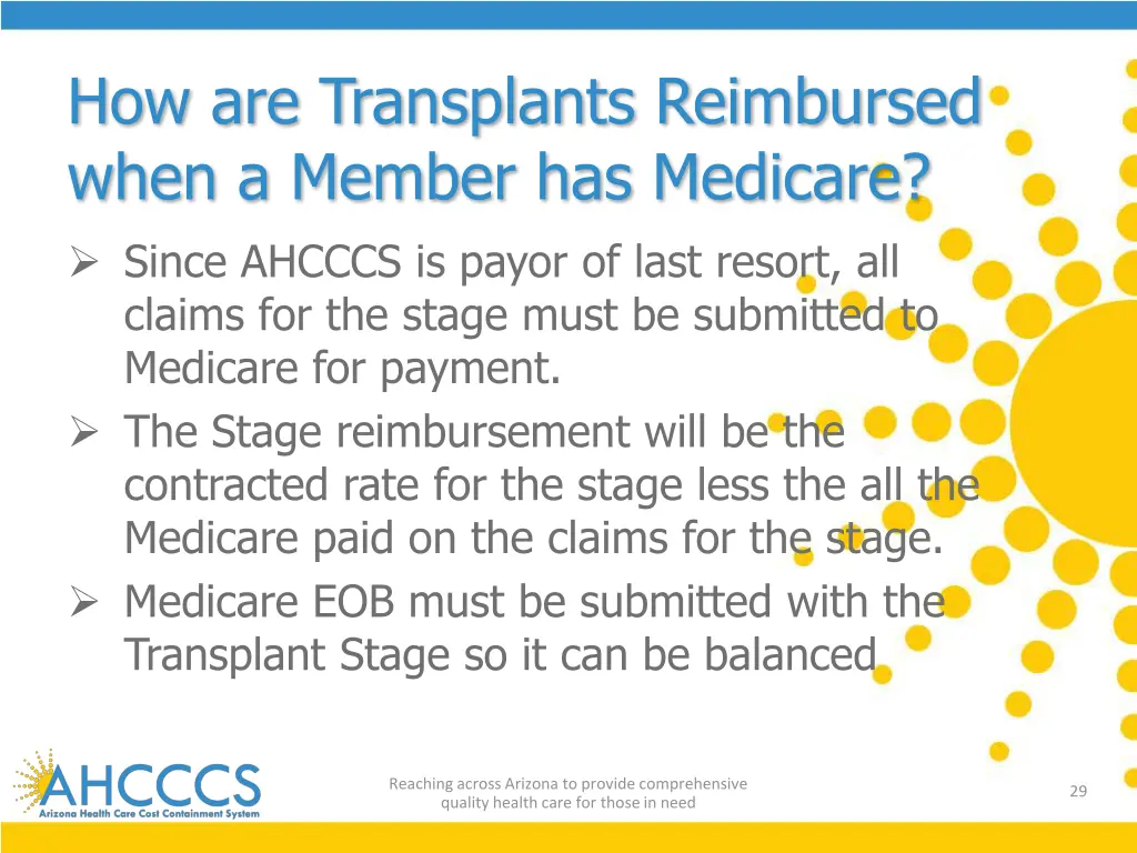 how are transplants reimbursed when a member