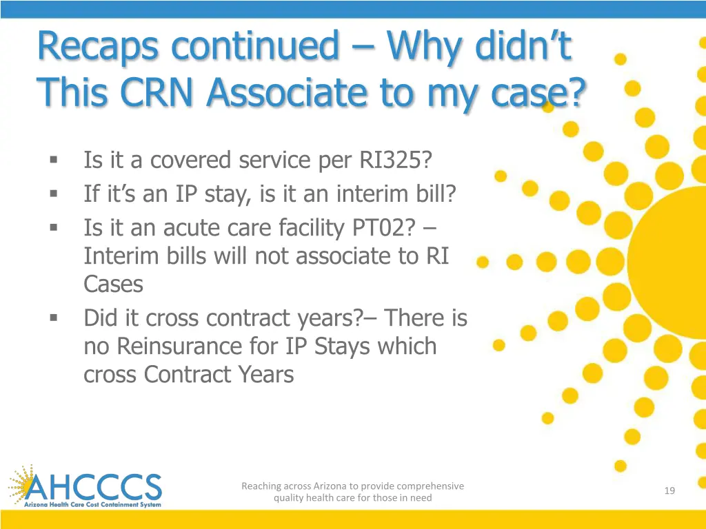 recaps continued why didn t this crn associate