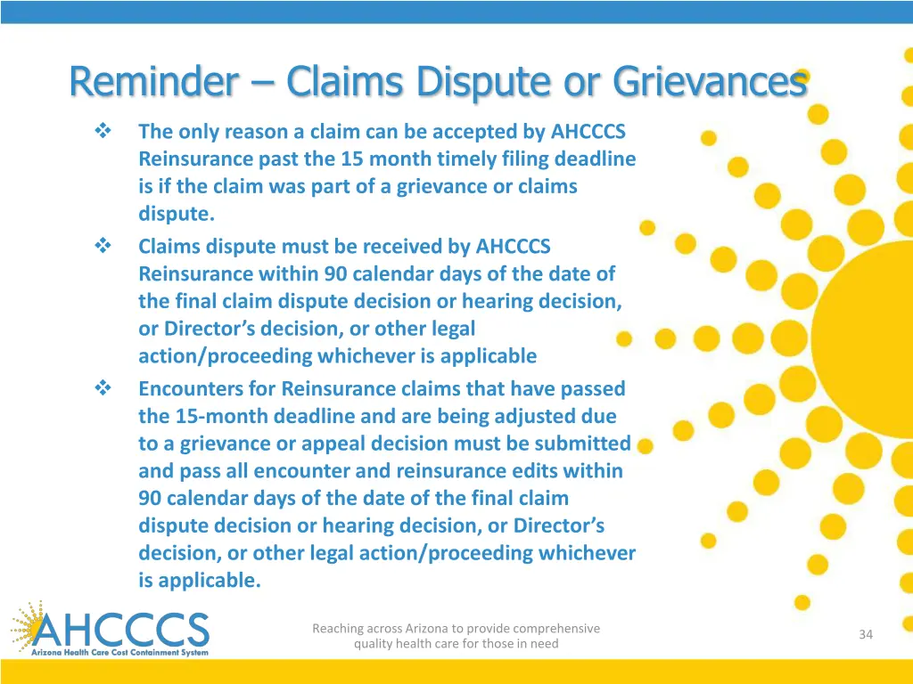 reminder claims dispute or grievances