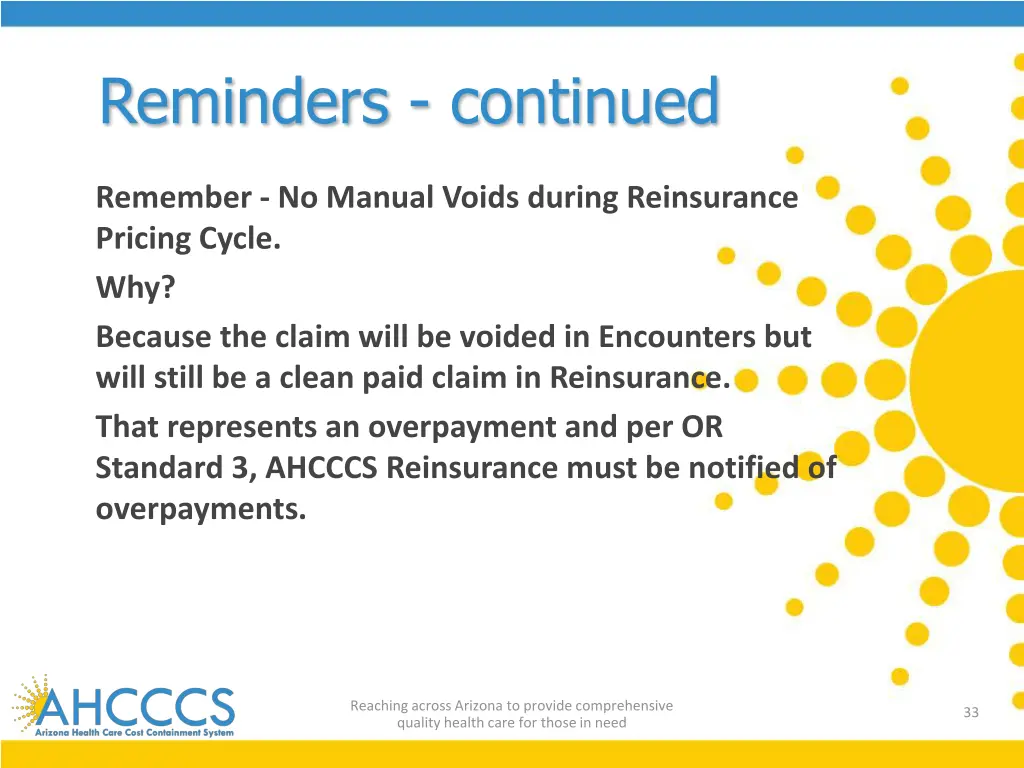 reminders continued