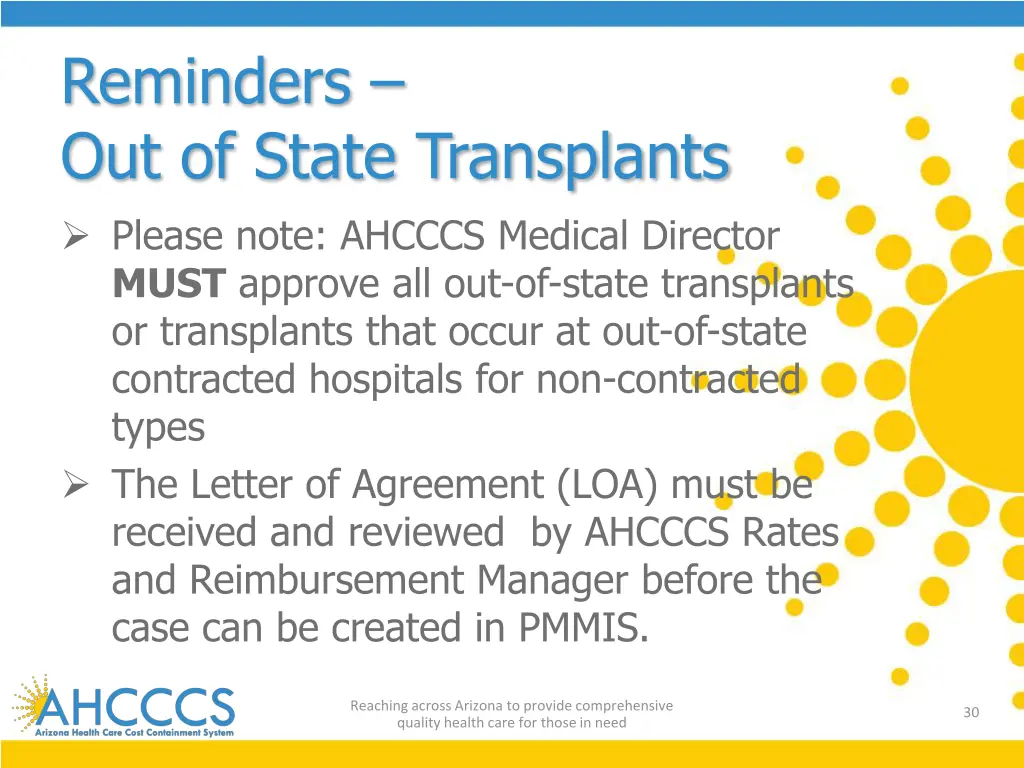 reminders out of state transplants please note
