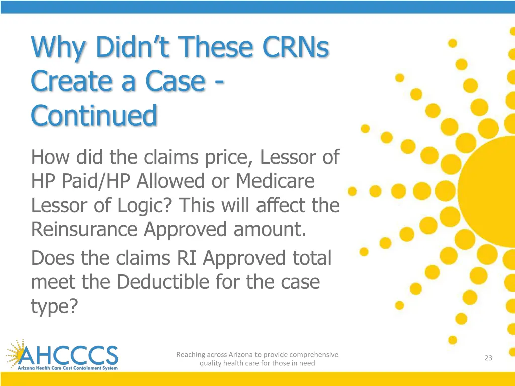 why didn t these crns create a case continued