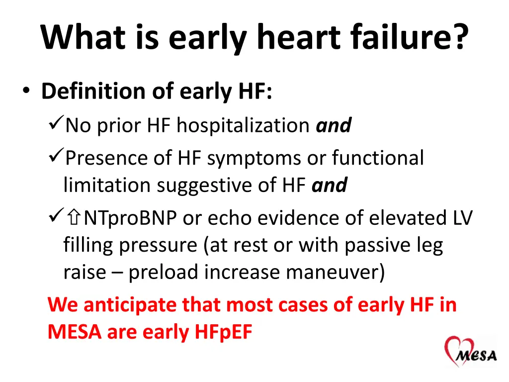 what is early heart failure 1