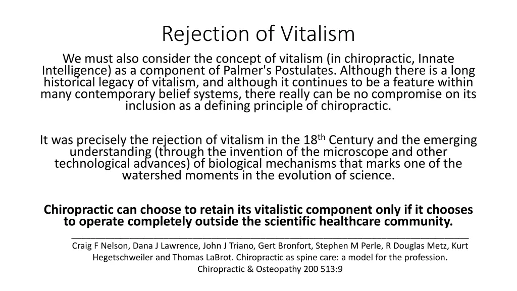 rejection of vitalism