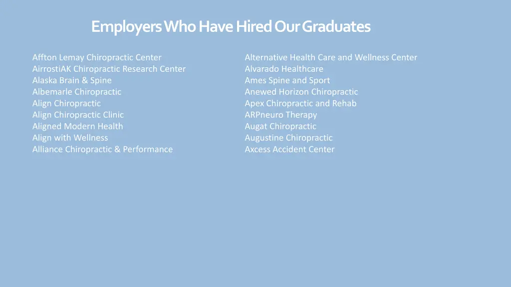 employers who have hired our graduates 1