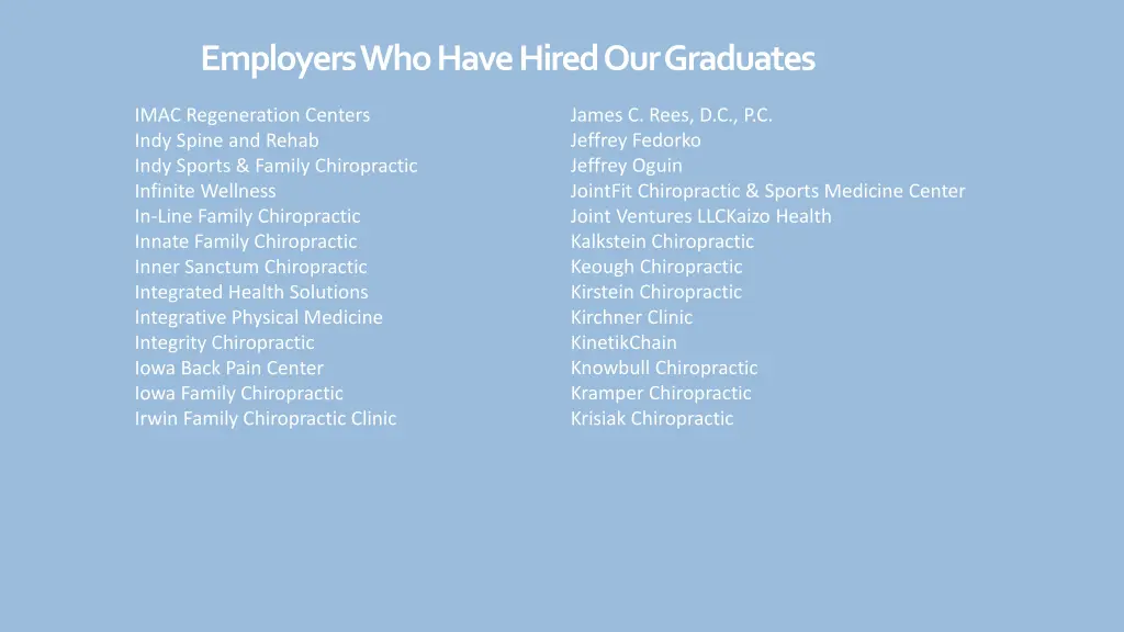employers who have hired our graduates 10