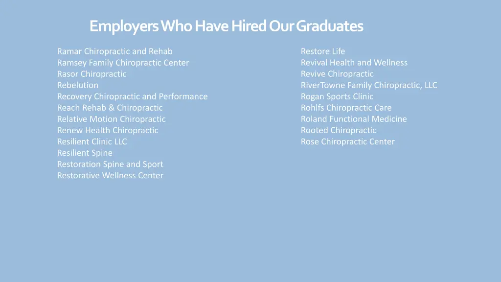 employers who have hired our graduates 16